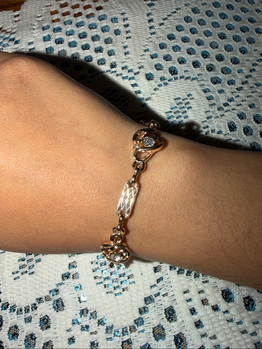 Gold-Tone Crystal Link Bracelet for Women